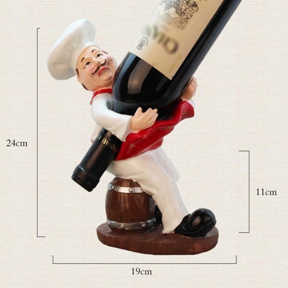 New Classic Chef Sitting on Wine Barrel Wine Holder Sculpted for Home Decoration - Picture 2 of 5